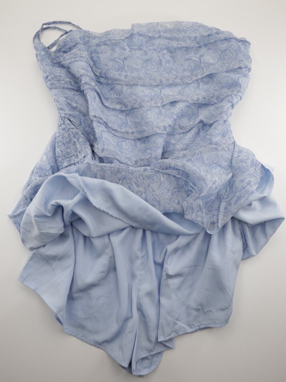 Hollister Women Pocket Floral Adjustable Strap Chiffon Skort Dress Blue Size XL - Picture 7 of 9